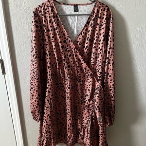 Pink Leopard Print Wrap Dress